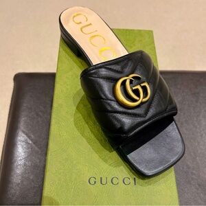 Gucci Marmont Slide Sandals in leather